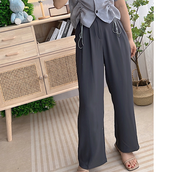 그레이 쉬폰 롱팬츠 (Long chiffon pant-Gray)