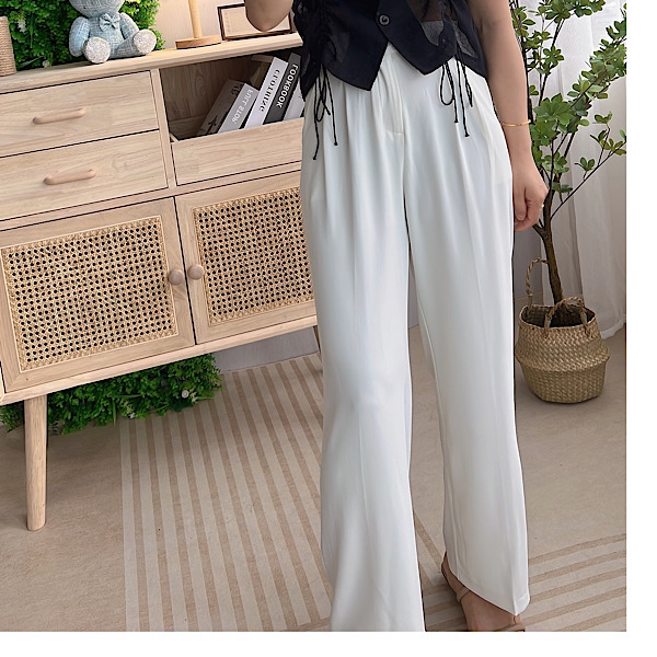 화이트 쉬폰 롱팬츠 (Long chiffon pant-White)